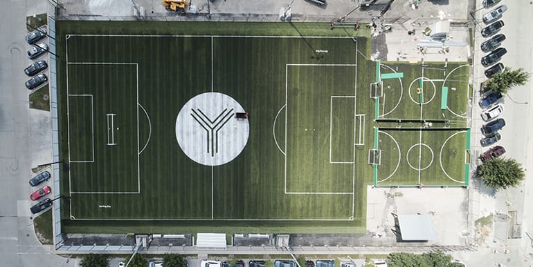 Fleet Fields of Lincoln Yards in Chicago, IL, featuring SportsGrass synthetic turf by ForeverLawn