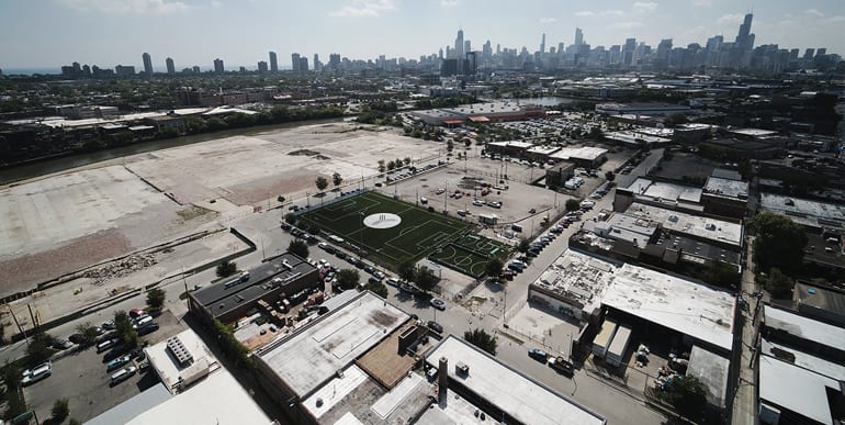 Fleet Fields of Lincoln Yards in Chicago, IL, featuring SportsGrass synthetic turf by ForeverLawn