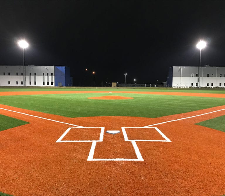 Bloomingdale Academy baseball field featuring SportsGrass synthetic turf by ForeverLawn