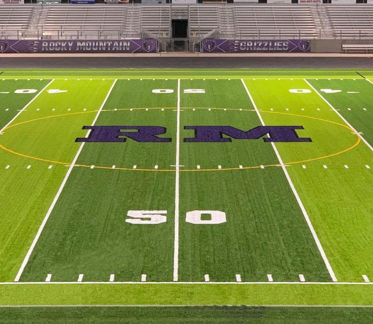 Rocky Mountain High School athletic field featuring SportsGrass synthetic turf by ForeverLawn